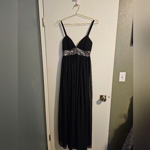 Couturie Black Long Dress with Silver Bead Detail